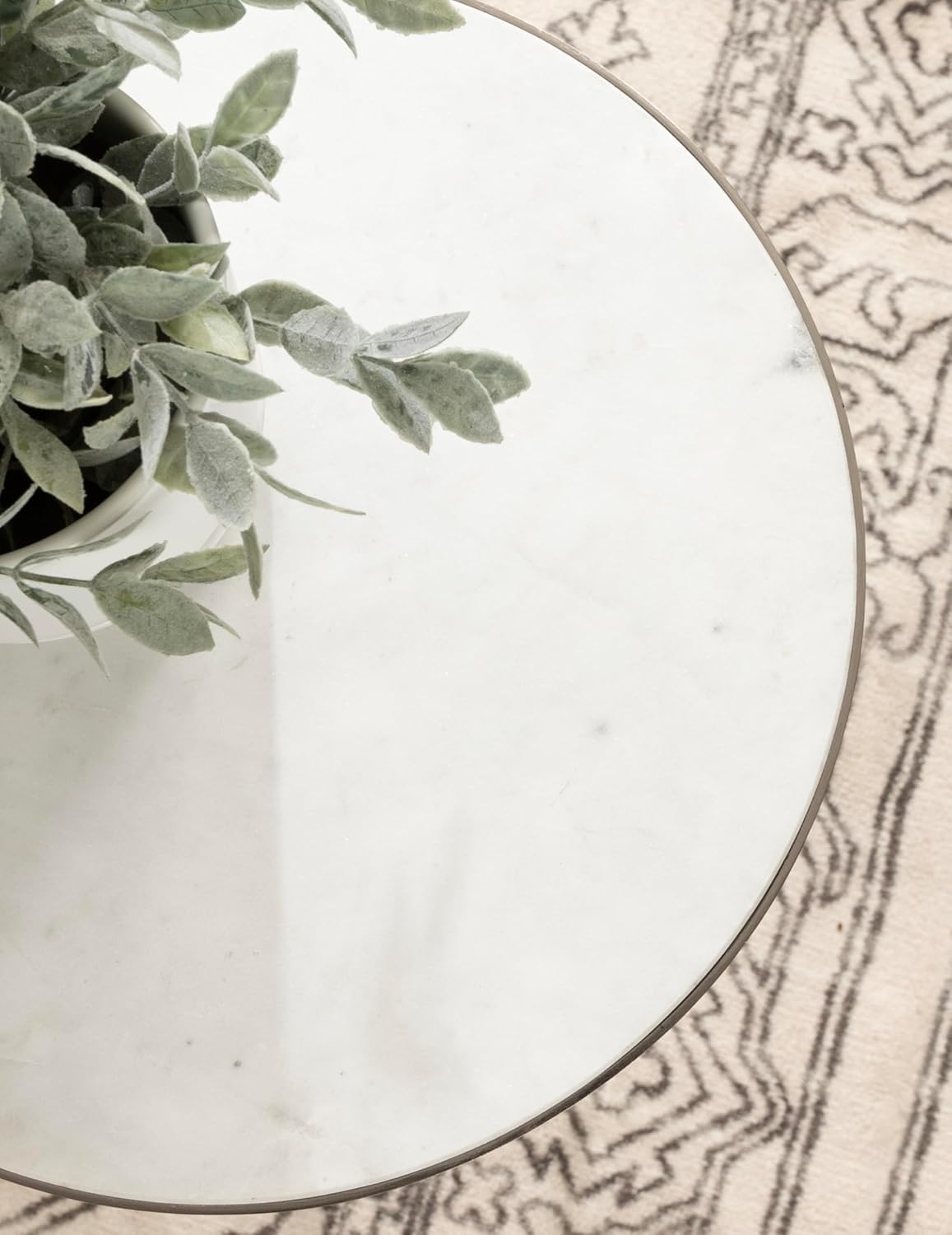 Kate and Laurel Gribben Modern Round Marble Side Table, 14 x 14 x 24, White and Gray Gunmetal, Tripod-Base Bedside Table for Display and Storage as a Bedroom Nightstand or Living Room Accent