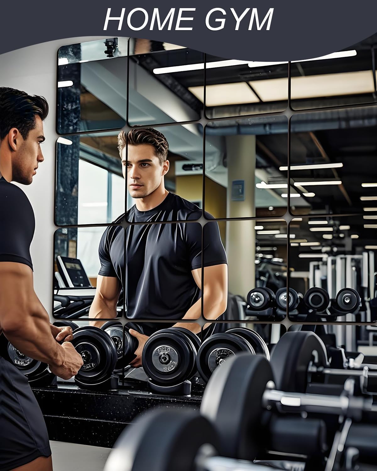 14" x 12" Glass Wall Mirror Tiles for Wall, Frameless Full Length Mirrors Wall Mounted for Home Gym Mirror Yoga Bedroom Dancing Studio Dressing Room (16PCS)