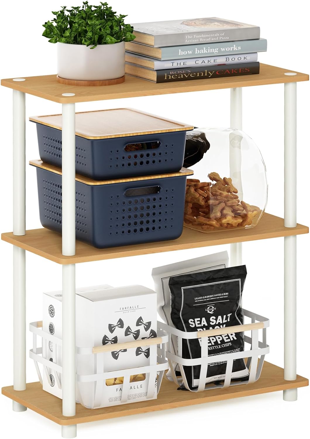 Furinno Turn-N-Tube Display Rack, 3-Tier Single, Beech