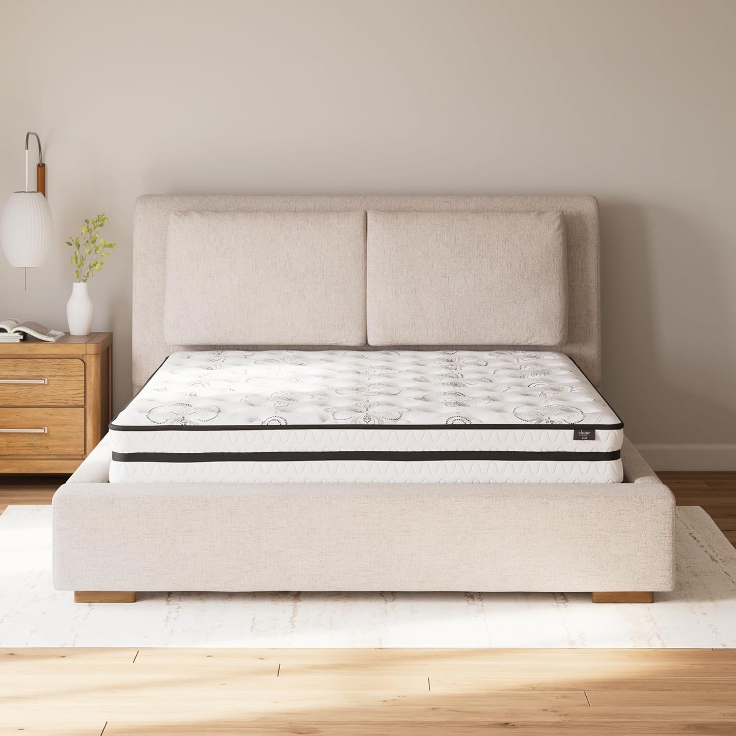 Signature Design by Ashley King Size Chime 10 Inch Medium Firm Hybrid Mattress with Cooling Gel Memory Foam for Pressure Relief, Fiberglass Free, Mattress In A Box