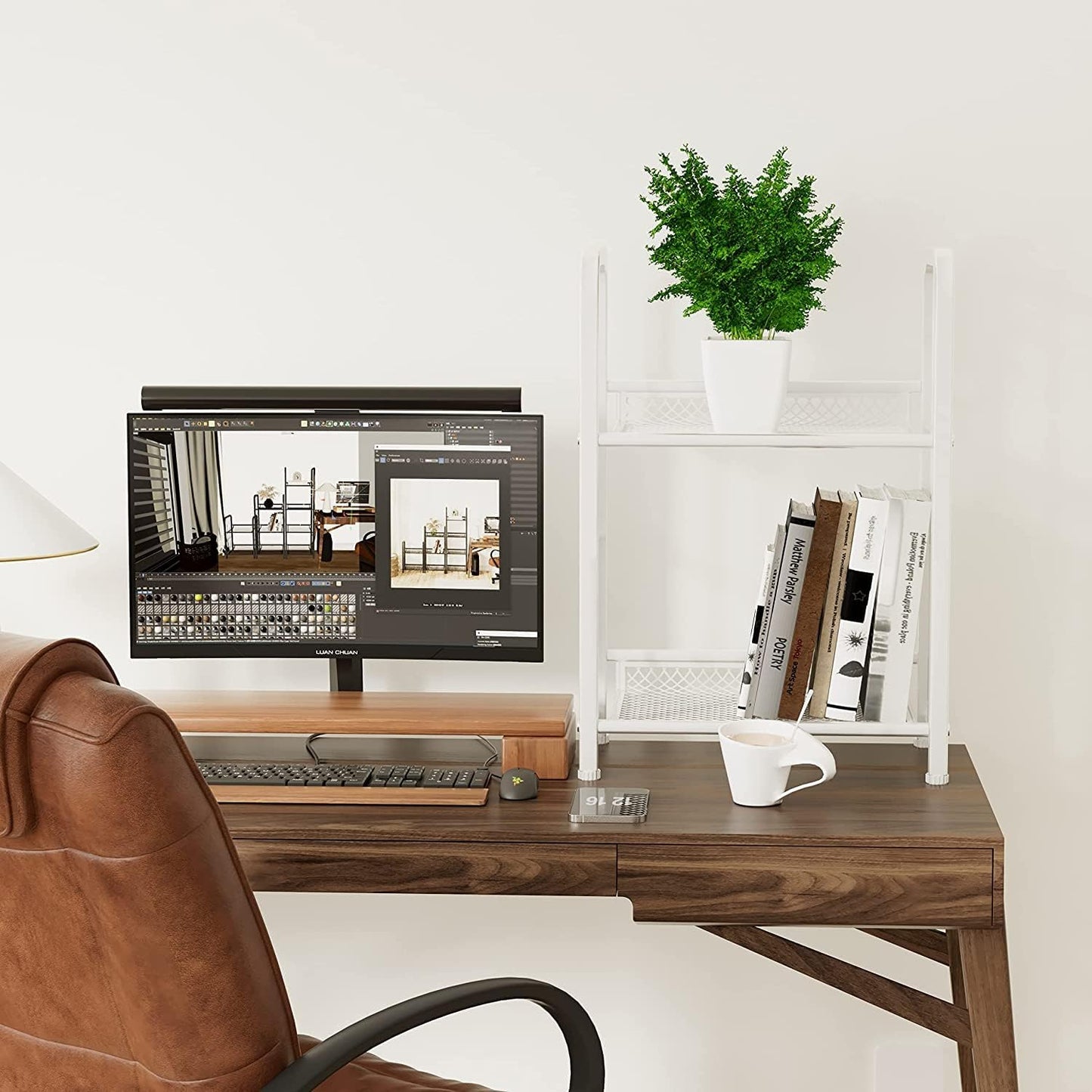 Bookshelf Storage Shelf Bookcase Freestanding Storage Stand for Living Room, Bedroom, Kitchen, Rust Resistance Easy Assembly Free Combination Multi-Functional Organizer (2 Tiers, White)