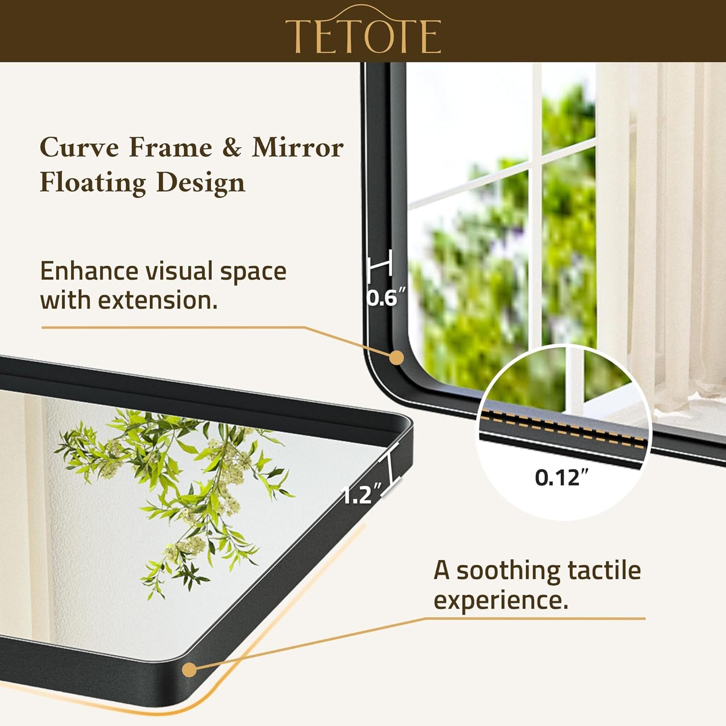 TETOTE Black Mirror 40 x 24 Inch Matte Black Bathroom Mirrors, Tempered Glass, Modern Farmhouse Wall Mounted Mirror for Decorative(Horizontal/Vertical)