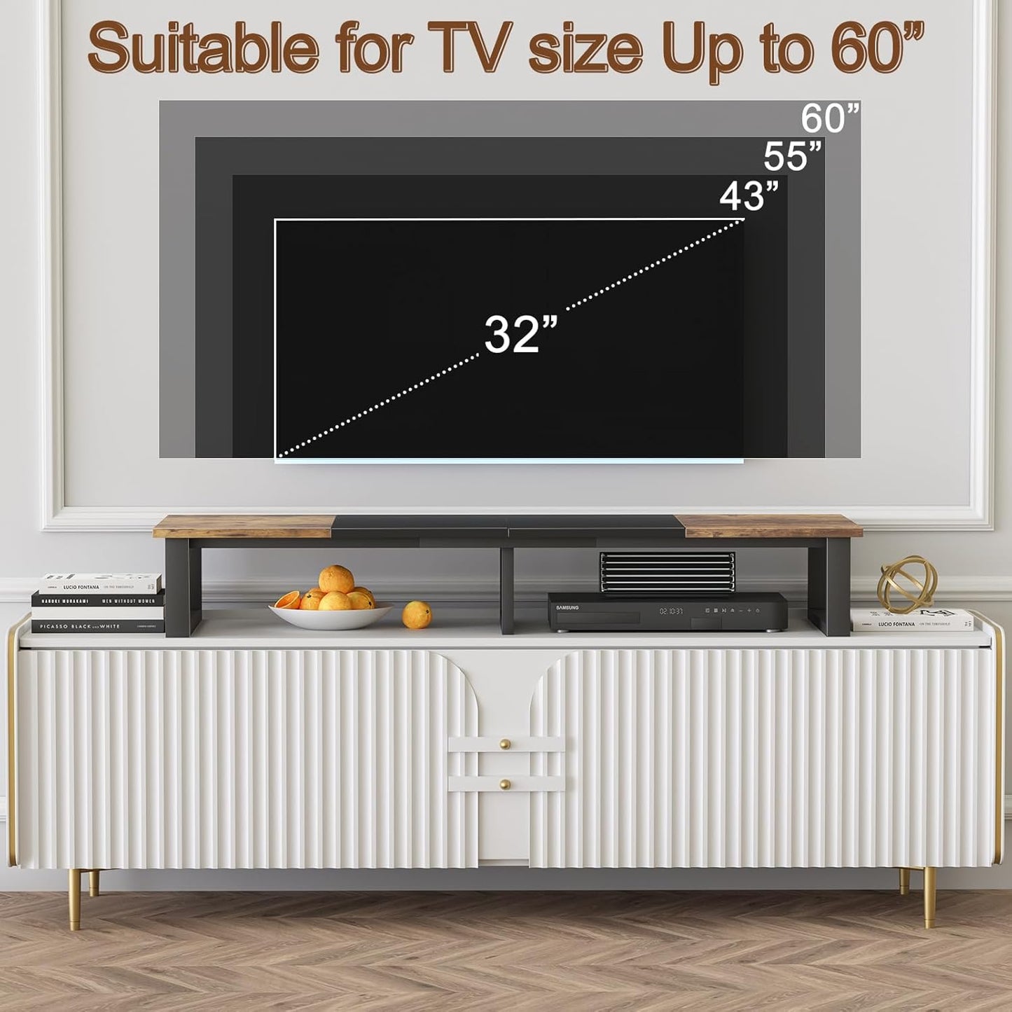 aboxoo 47" TV Riser for 32-60 inch TV, TV Riser Stand Shelf, Tabletop TV Stand Riser, Computer Monitor Table for Home Living Room, Study Office (Brown)
