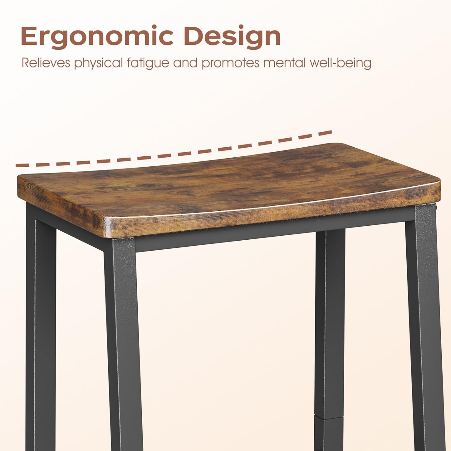 Homeiju Bar Stools, Counter Height Bar Stools Set of 2, 23.6 Inch Saddle Stools with Footrests, Industrial Kitchen Counter Seat for Dining Room, Kitchen, Counter, Rustic Brown