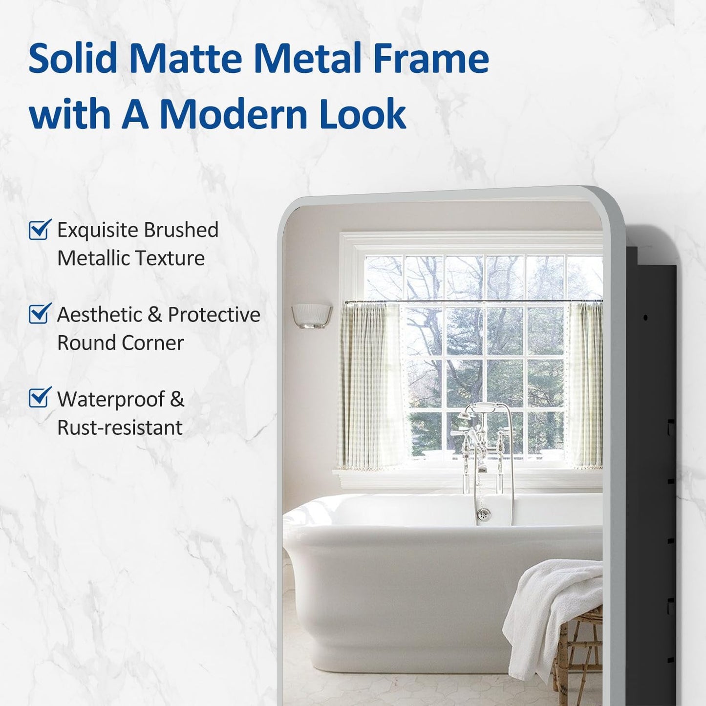 20x28 Inch Brushed Silver Recessed Medicine Cabinet with Mirror Metal Framed Surface Wall Mounted Bathroom Medicine Cabinet Mirror with Storage