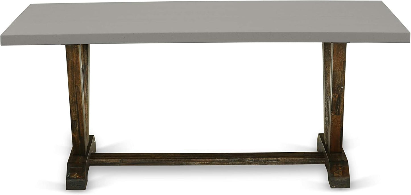 East West Furniture V797VE703-9 9 Piece Dining Room Table Set Includes a Rectangle Kitchen Table with V-Legs and 8 Brown Linen Fabric Parsons Dining Chairs, 40x72 Inch, Multi-Color