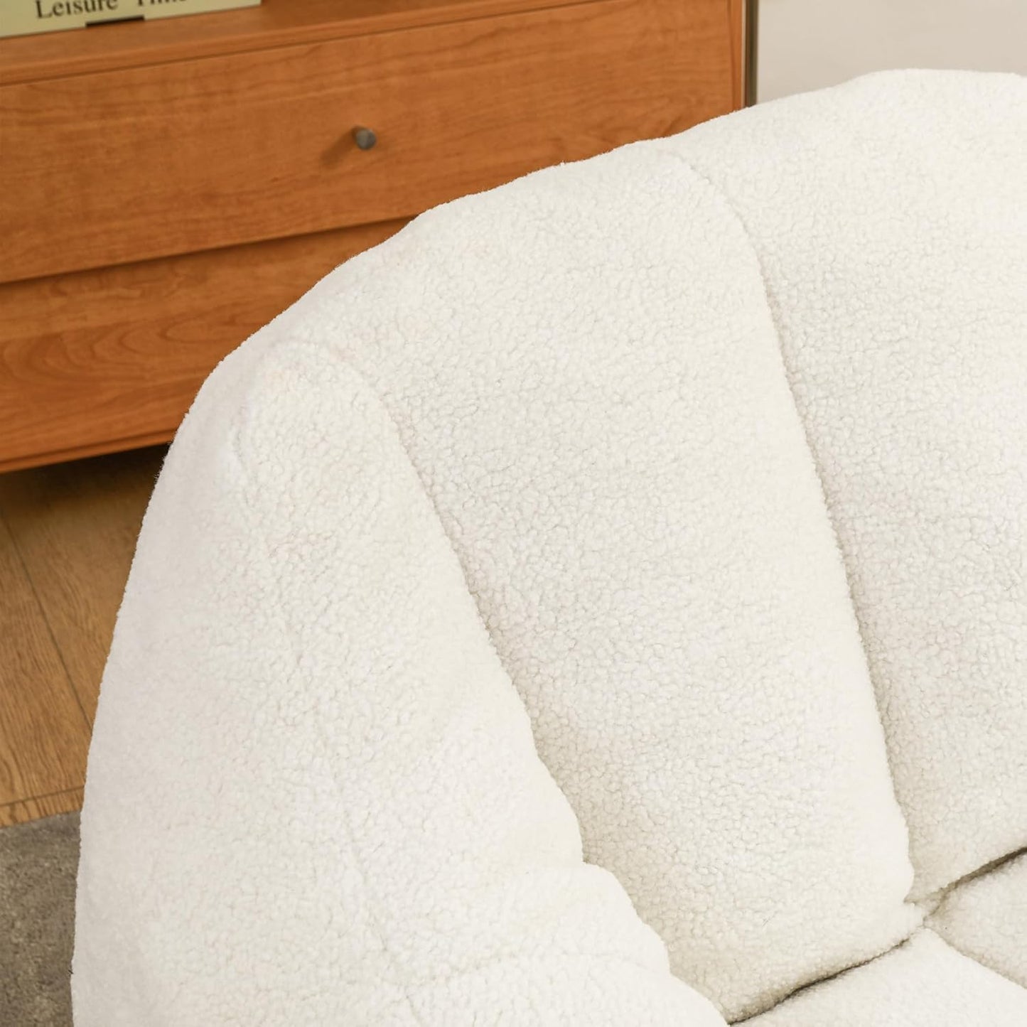 Furniliving Bean Bag Chair, Oversized Bean Bag Couch for Adults Comfy Bean Bag Sofa with Back Support, Large Bean Bag Chair Lazy Sofa for Living Room Bedroom, White, Teddy