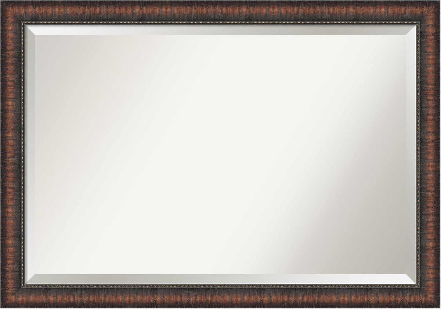 Amanti Art Brown Wall Mirror 28x40 Caleb Brown Rectangle Bathroom Mirror for Wall Decor Living Room, Large Rustic Farmhouse Frame, Hangs Horizonally and Vertically, Bathroom Decor, Beveled Edge