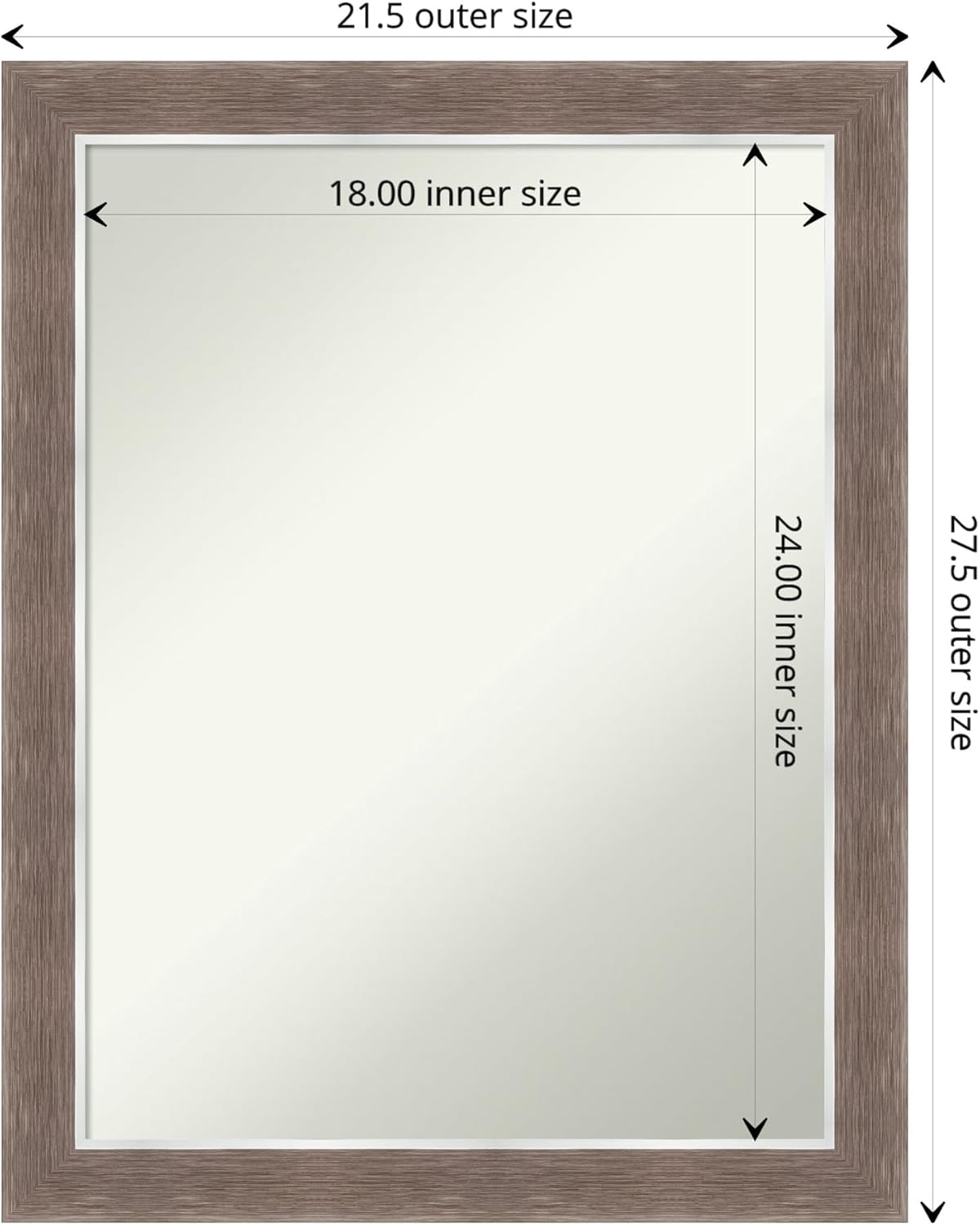 Amanti Art Brown Bathroom Mirror for Over Sink, 28x22 Noble Mocha Rectangle Vanity Mirror, Medium Casual Frame, Hangs Horizonally and Vertically, Bathroom Wall Decor, Non-Beveled Edge from WI, USA