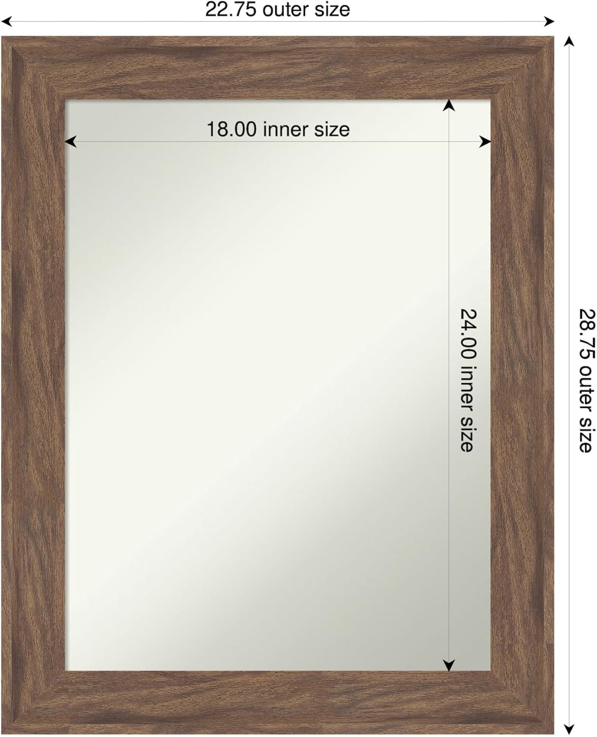 Amanti Art Brown Bathroom Mirror for Over Sink, 29x23 Pia Medium Brown Rectangle Vanity Mirror, Medium Casual Frame, Hangs Horizonally and Vertically, Bathroom Wall Decor, Non-Beveled Edge