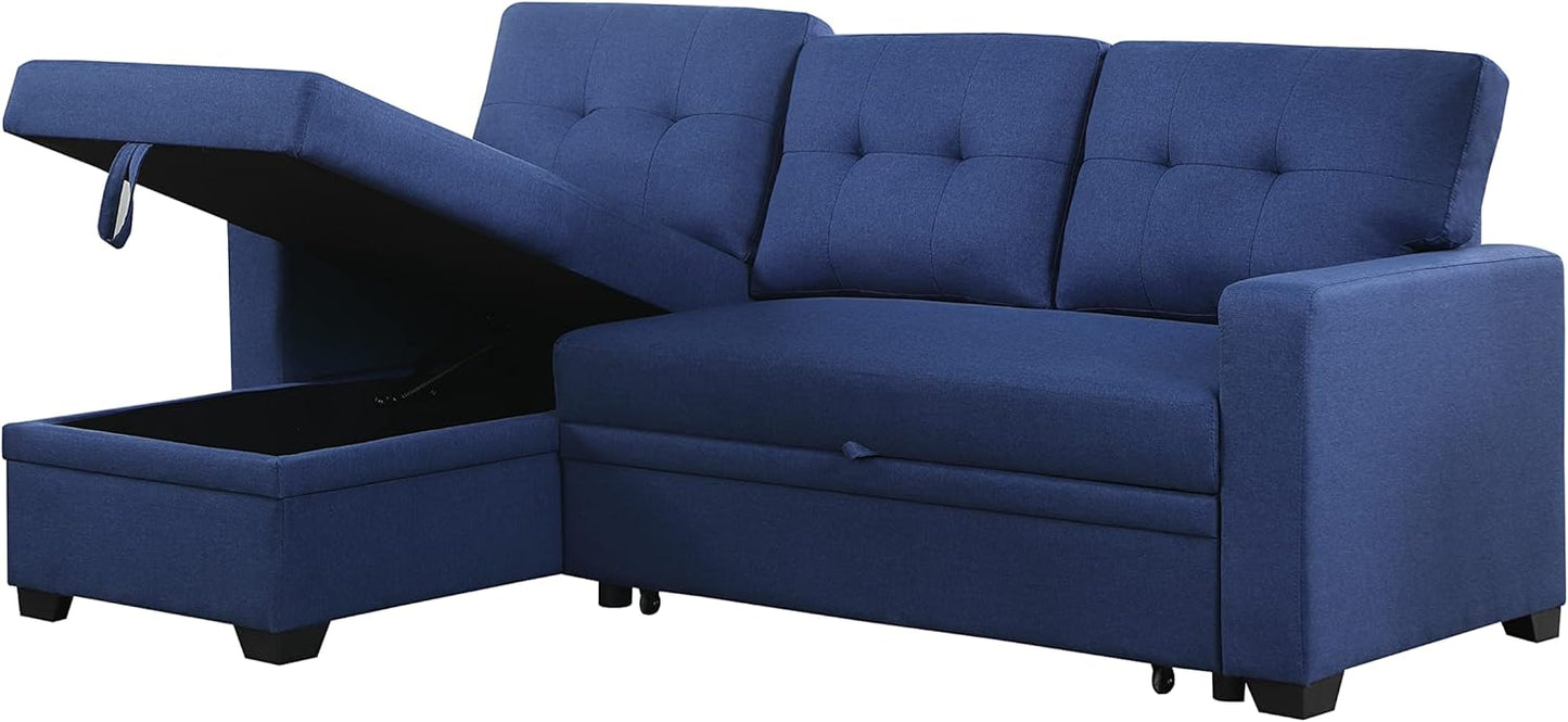 Devion Furniture Garisa 4-in-1 Convertible L Shaped Couch with Pull Out Bed and Storage, Sectional Sleeper Sofa with Reversible Chaise for Living Room, Apartment, Bedroom, Office