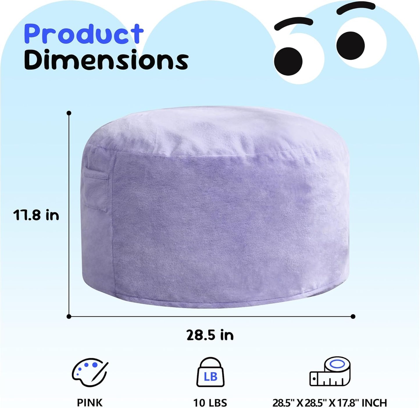 Hobestluk Bean Bag Chairs 2.5FT Bean Bag Chair with Memory Foam Filled & Plush Faux Fur Cover Small Bean Bag Chairs for Playroom, Living Room, Bedroom (Purple)