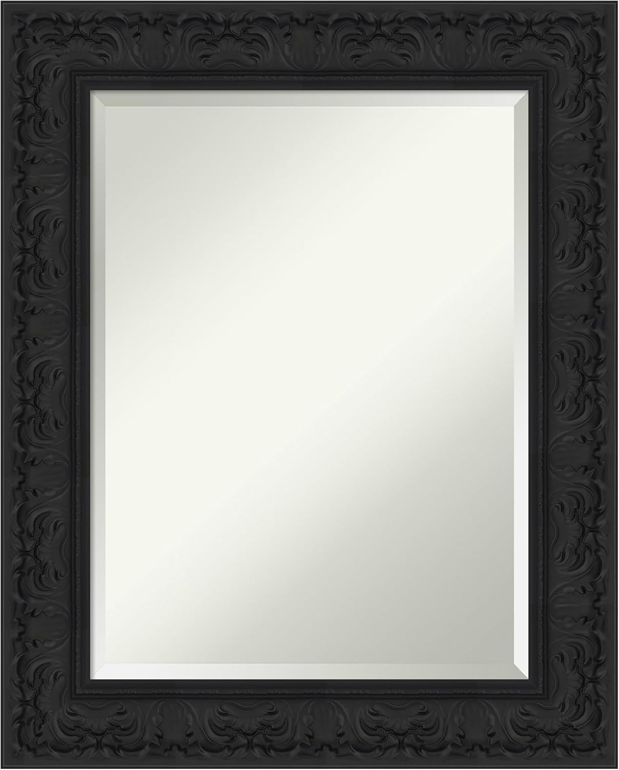 Amanti Art Black Bathroom Mirror for Over Sink, 31x25 Luxe Black Rectangle Vanity Mirror, Medium Traditional Frame, Hangs Horizonally and Vertically, Bathroom Wall Decor, Beveled Edge