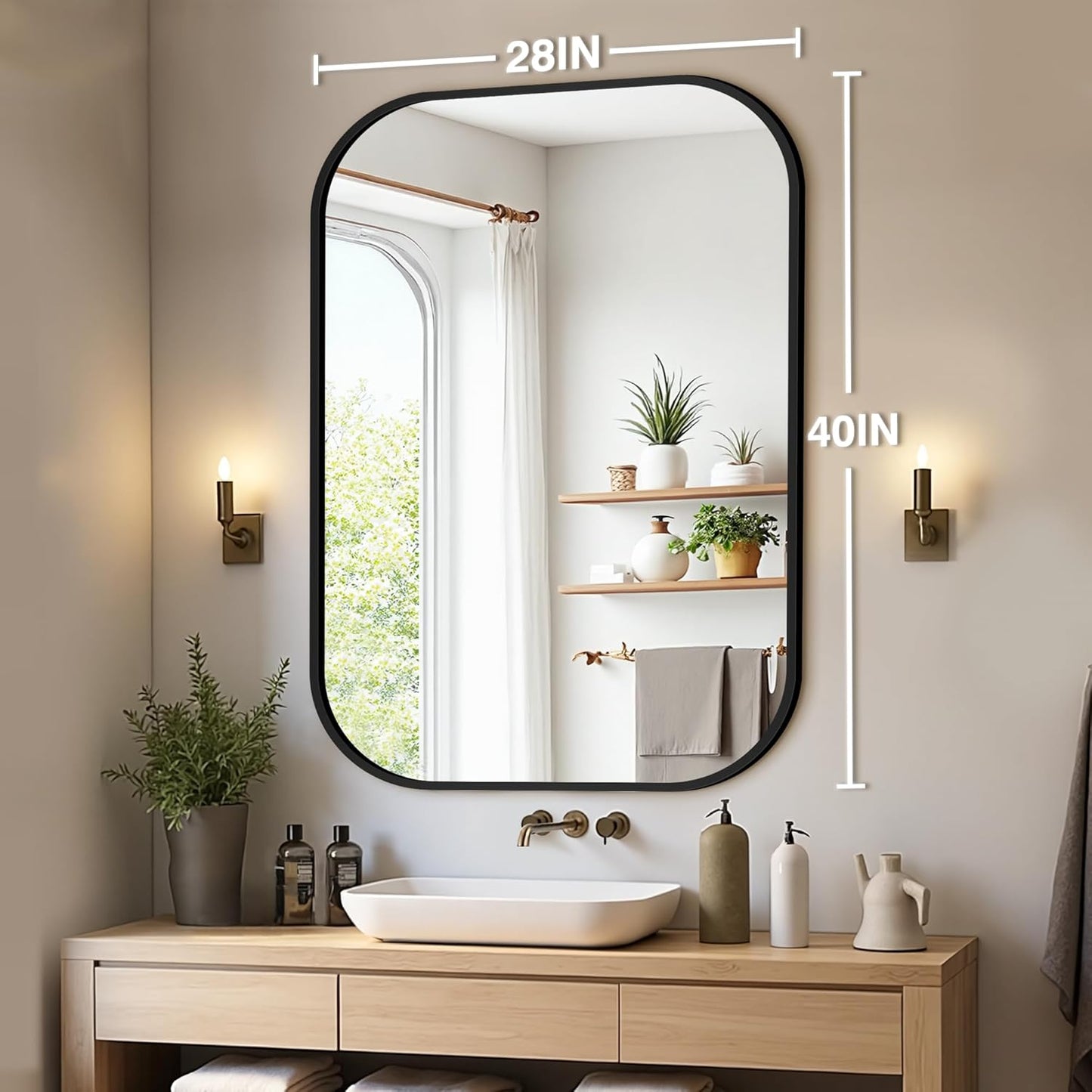 Bathroom Mirrors for Over Sink, 28x40 Black Vanity Mirror for Bathroom Sink, HD Shatterproof Squircle Wall Mirror for Bathroom Washroom Lavatory Restroom Metal Frame