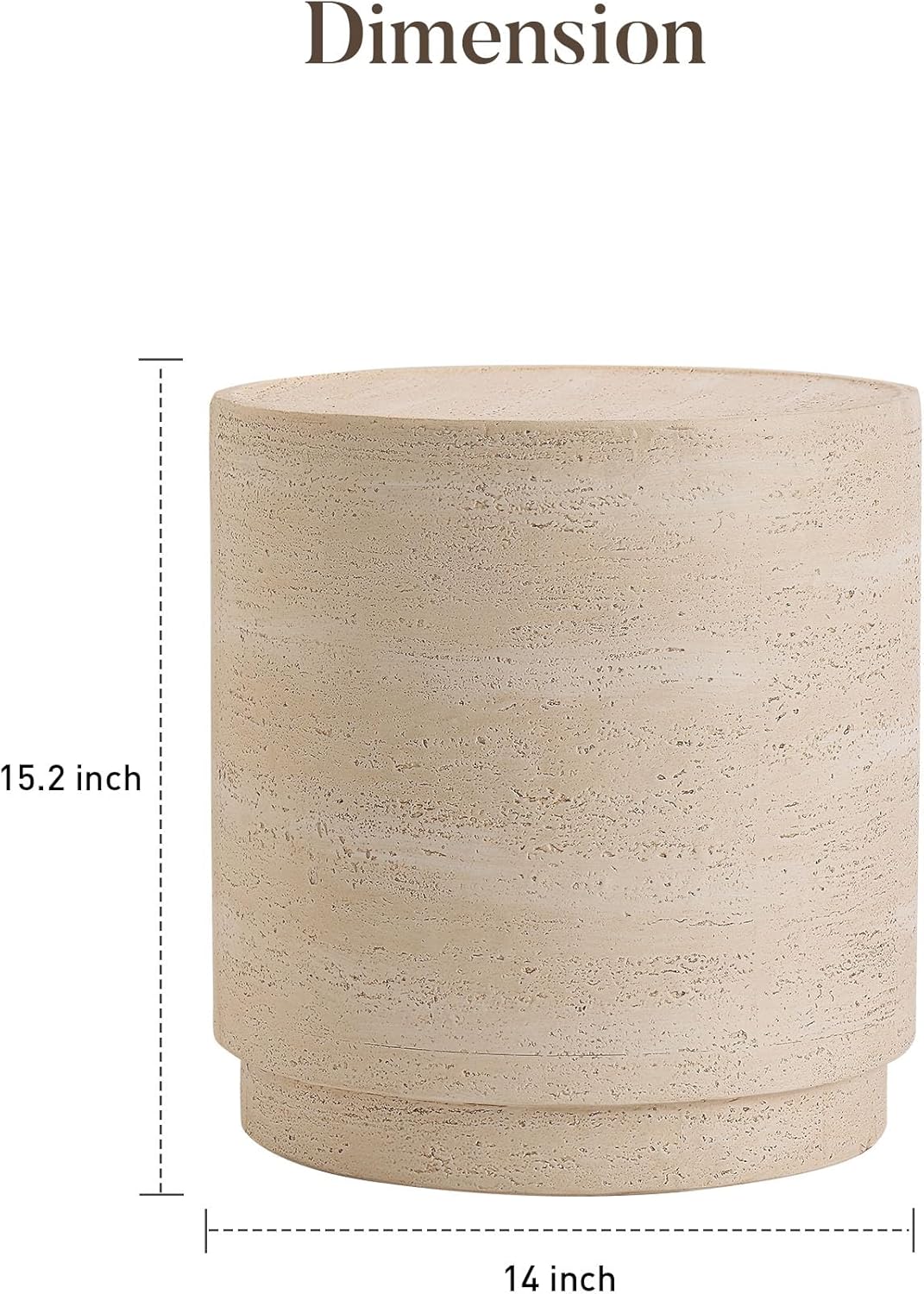 COSIEST 14.4" Outdoor Side Table, Round Concrete End Table for Patio Small Outdoor Coffe Tables, Garden Stool Accent Table for Livingroom, Porch, Deck, Balcony & Beach，Sandy Yellow