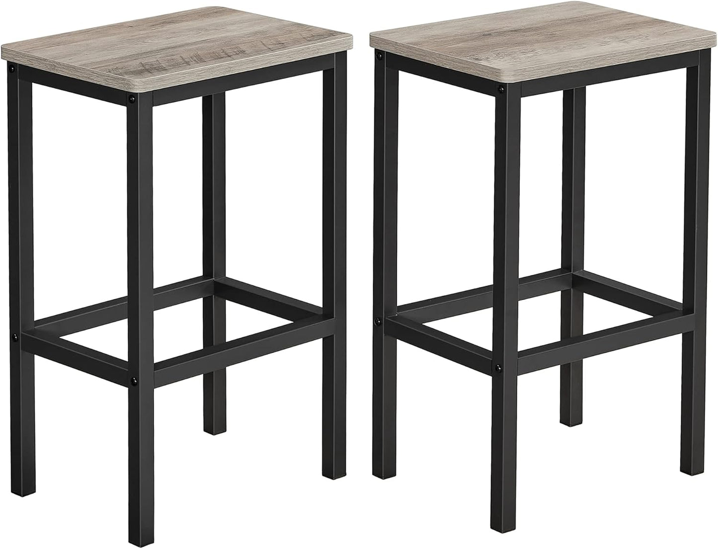 VASAGLE Bar Stools, Set of 2 Bar Chairs, Kitchen Breakfast Bar Stools with Footrest, Industrial in Living Room, Party Room, Greige and Black ULBC065B02