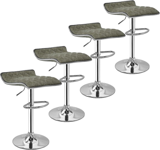 VECELO Bar Stools Set of 4, Adjustable Bar Stools, Bar Height Stools for Kitchen Counter