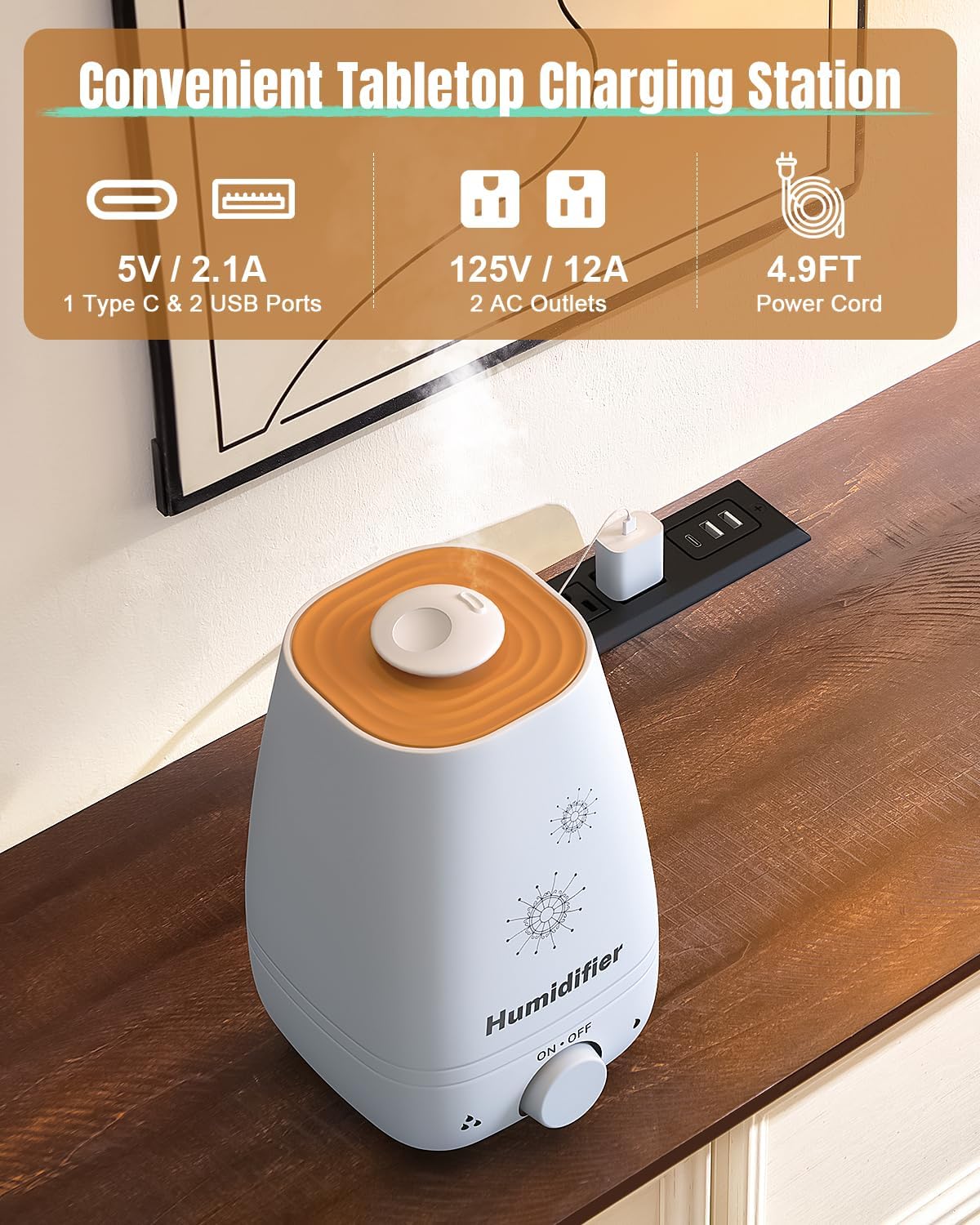 Farmhouse 8 Drawers Dresser for Bedroom with Charging Station, 54" Wide Wood Country Rustic Storage Dressers Organizer, Vintage Design Chest of Drawers TV Stand, Antique White