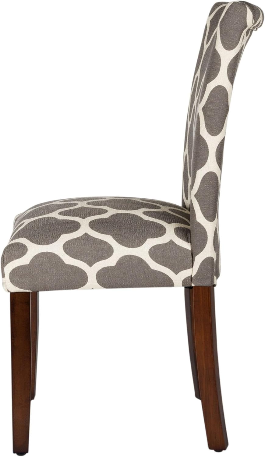 HomePop Parsons Classic Upholstered Accent Dining Chair, Set of 2, Grey and Cream Geometric