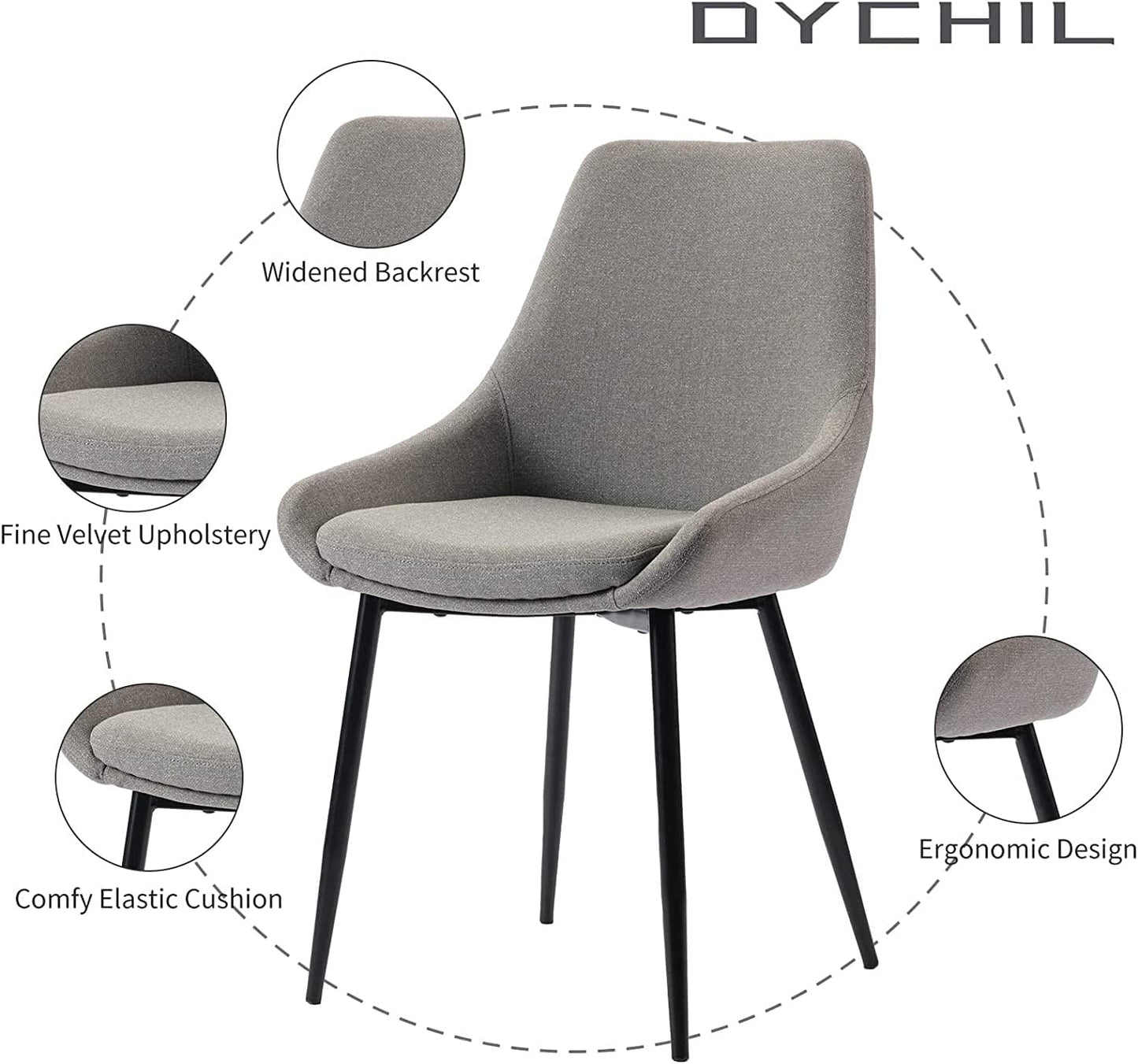 Dining Chairs Set of 2 Ergonomic Living Room Chairs Dark Grey Kitchen Chairs,Loads Up to 270lbs,Quick Assembly,Dining Room Chairs with Arms for Kitchen,Dining, Bedroom, Living Room