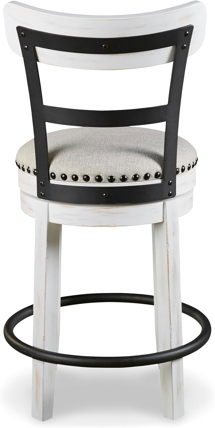 Signature Design by Ashley Valebeck 24.5" Modern Swivel Counter Height Barstool, Whitewash