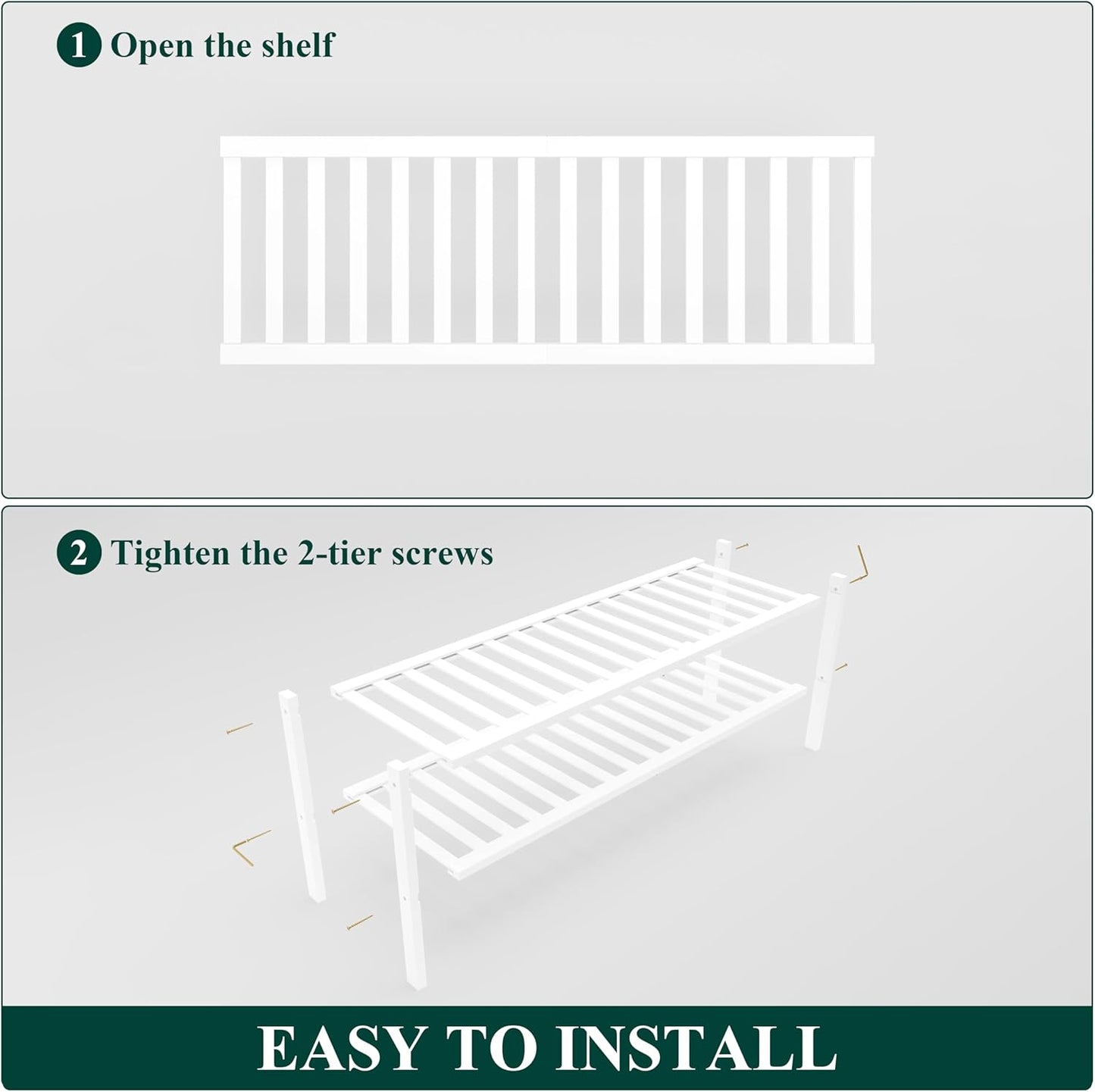 Smiry Shoe Rack, 2 Tier Long Bamboo Shoe Organizer, Stackable Free Standing Wooden Shoe Storage Shelf for Closet, Entryway, Front Door Entrance, White