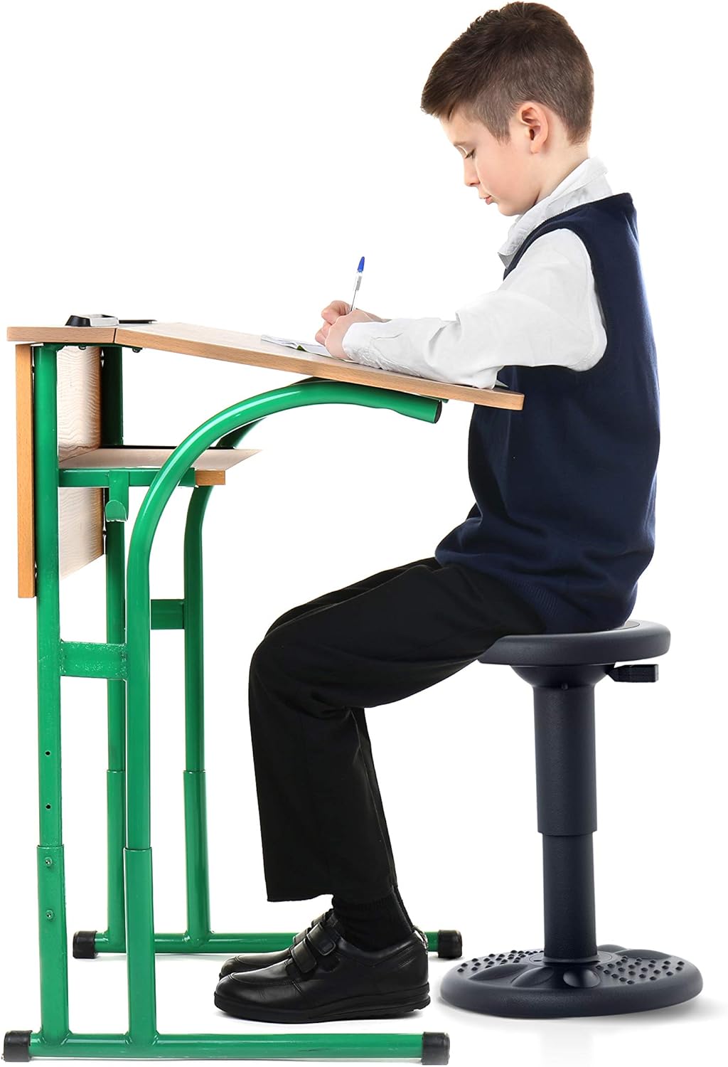ActiveChairs Adjustable Wobble Stool, Flexible Classroom Seating, Improves Focus, Posture and Helps ADHD/ADD, Sensory Chair, Active Fidget Chairs Adjusts from 16.65" to 23.75" Ages 13-18 Black