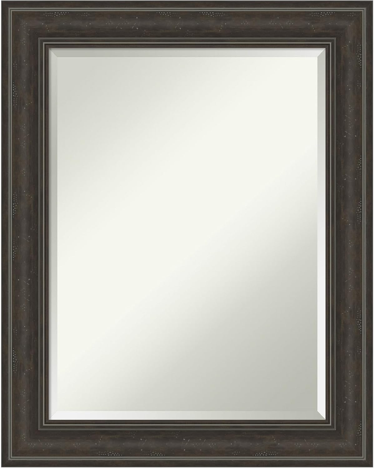 Amanti Art Brown Wall Mirror 30x24 Shipwreck Greywash Rectangle Bathroom Mirror for Wall Decor Living Room, Medium Traditional Frame, Hangs Horizonally and Vertically, Bathroom Decor, Beveled Edge