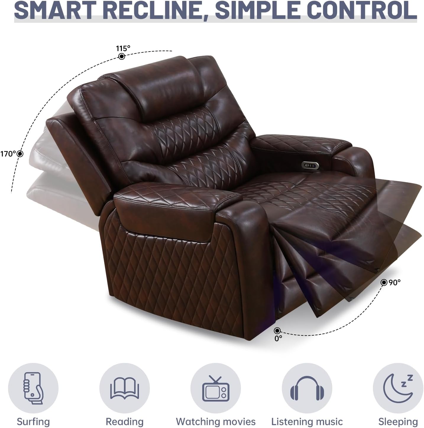 3+2+1 PU Leather Power Sectional Sofa Set, Living Room Furniture, Reclining Couch, Loveseat, Chair with LED Lights/USB Ports/Storage Console/Cup Holders/Wireless Chargers/Coffee Table for RV Theater