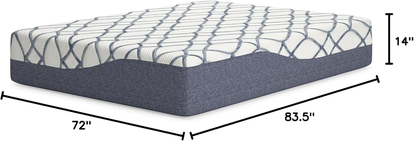 Signature Design by Ashley 14 Inch Chime Elite 2.0 Ultra Plush Green Tea Memory Foam Mattress for Cool Sleep and Pressure Relief, California King, Fiberglass Free, Mattress In A Box