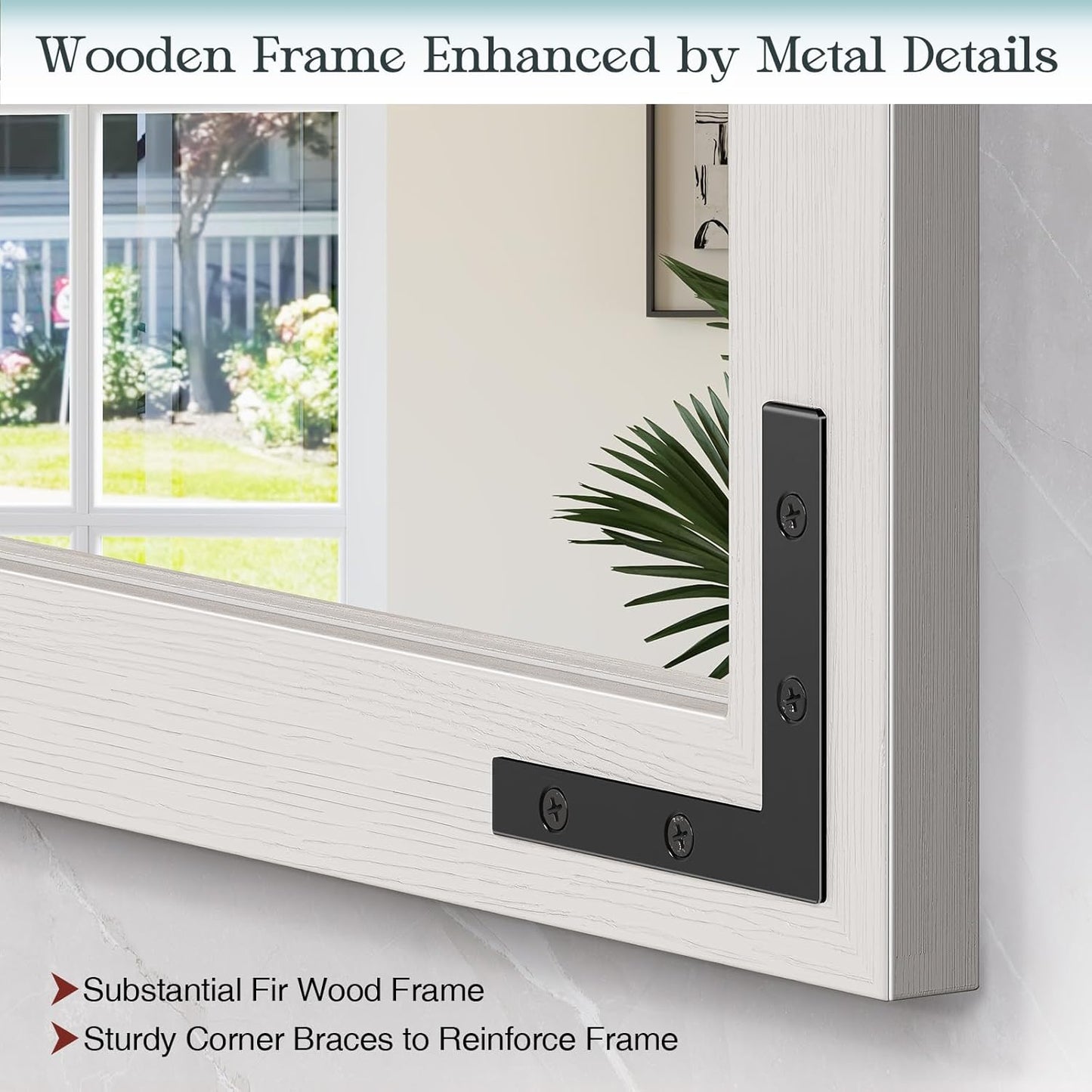 22x30 Inch Farmhouse Bathroom Mirror, White Vanity Rustic Mirror with Wood Frame, Rectangle Wall Decorative Mirrors for Entryway, Living Room, Bedroom