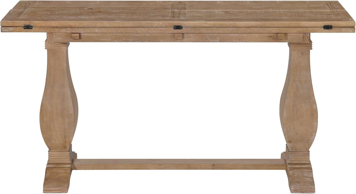 Martin Svensson Home Napa Solid Wood Pedestal Flip-Top Sofa Console Table, Driftwood