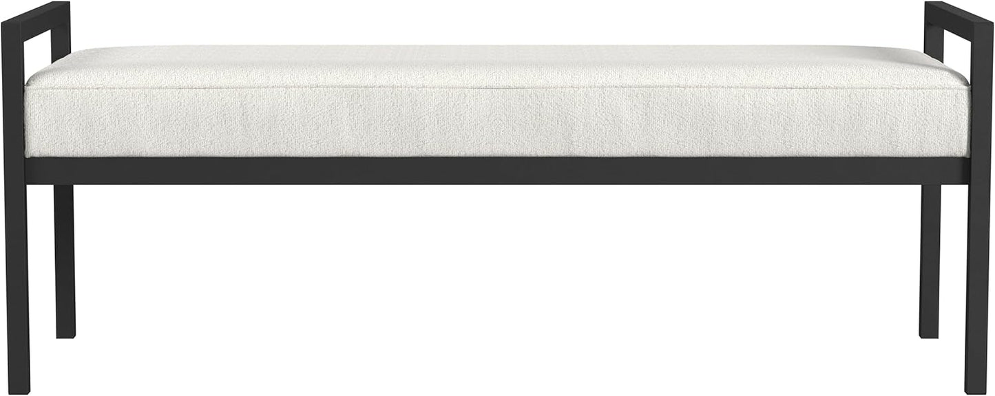 HomePop Modern Metal Bench|Bench for Living Room & Bedroom | Decorative Home Furniture - Cream Boucle