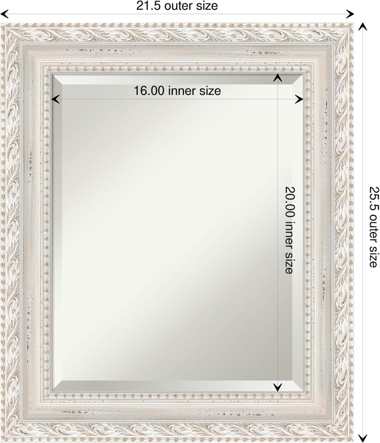 Amanti Art White Bathroom Mirror for Over Sink, 26x22 Opera Off White Rectangle Vanity Mirror, Small Traditional Wood Frame, Hangs Horizonally and Vertically, Bathroom Wall Decor, Beveled Edge from WI