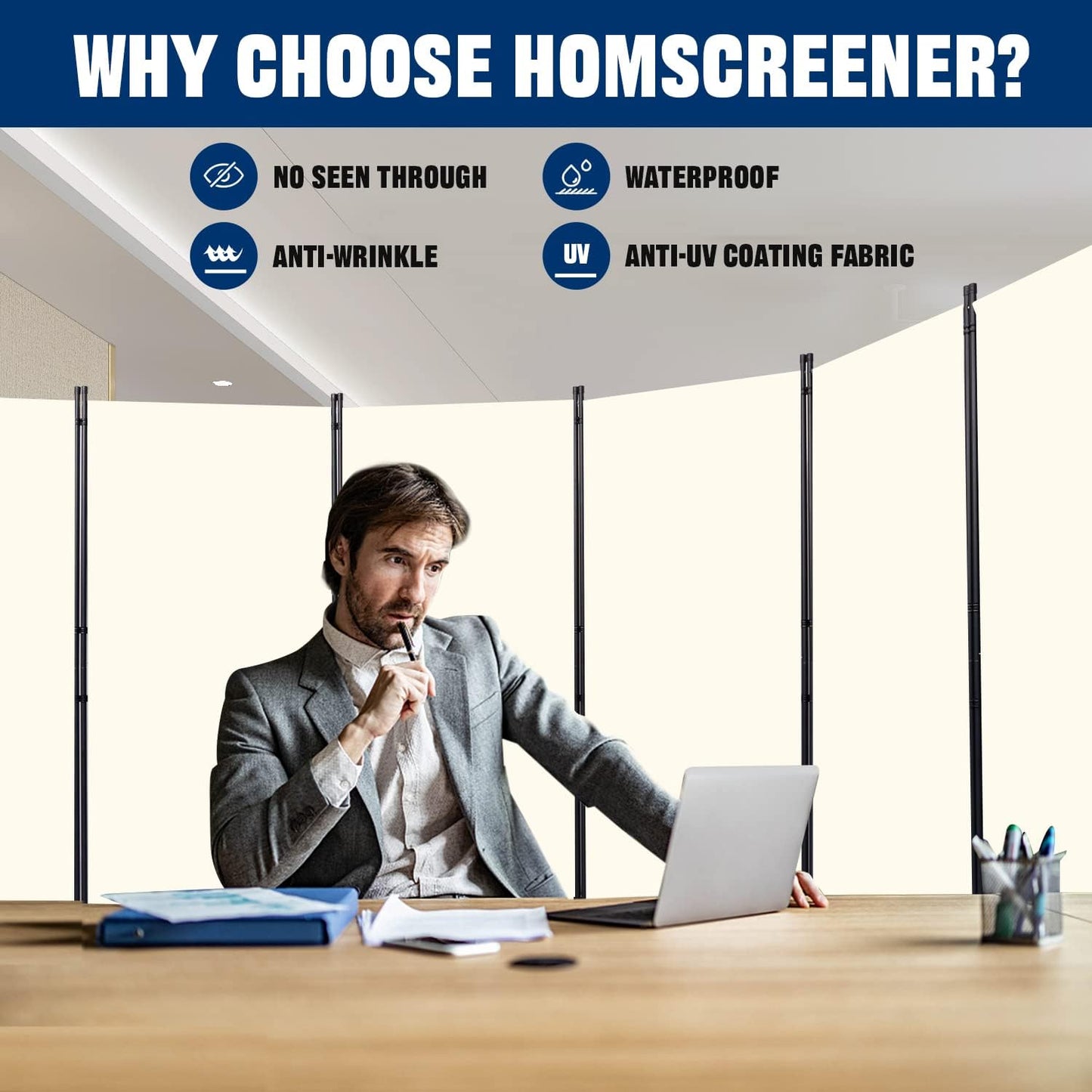 Room Divider 6FT Portable Room Dividers and Folding Privacy Screens, 204'' W Fabric Divider for Room Separation, 6 Panel Partition Room Dividers Freestanding Wall Divider Screen for Dorm Studio Office