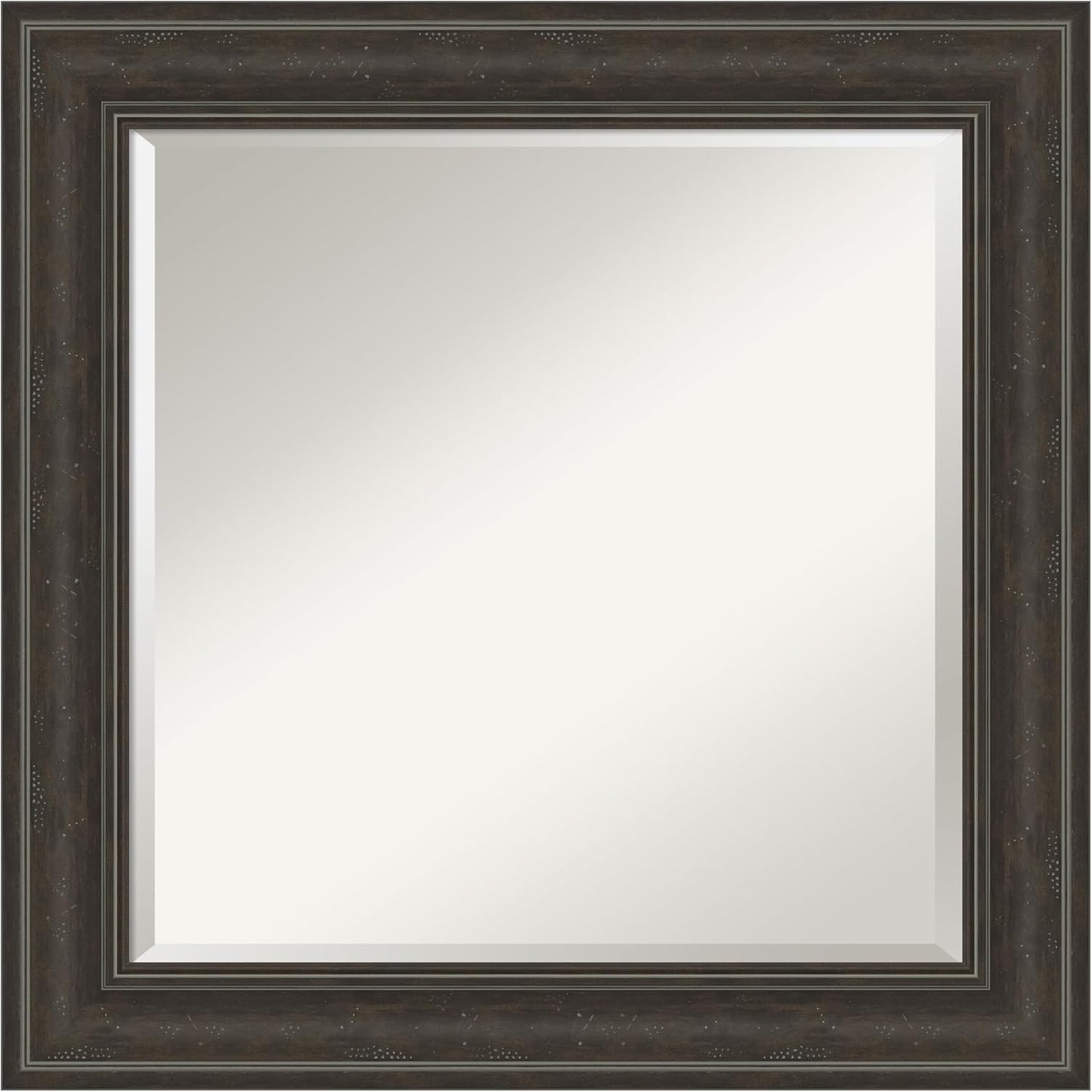Amanti Art Brown Wall Mirror 26x26 Shipwreck Greywash Square Bathroom Mirror for Wall Decor Living Room, Medium Traditional Frame, Hangs Horizonally and Vertically, Bathroom Decor, Beveled Edge