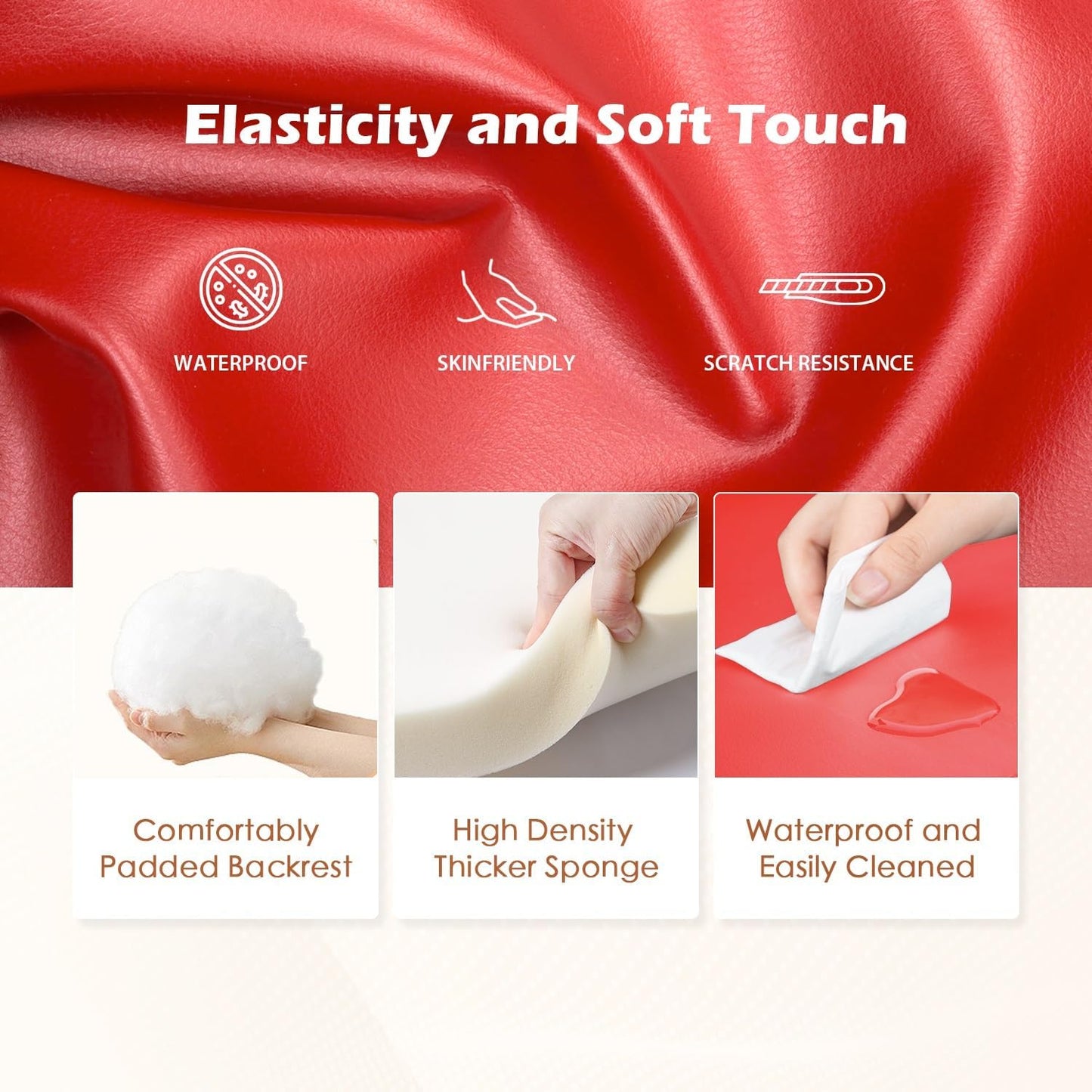 BestMassage | Recliner Chair | No Massage Function | Pu Red | with Lumbar Support, Adjustable Push Back, Wide Armrests, Footrest & Padded Seat | Easy Assembly | for Living Room, Home Theatre