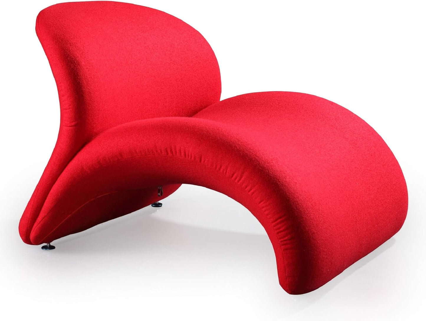 Manhattan Comfort Rosebud Modern Accent Chair Upholstered in Wool Blend, Ideal for Pop Living Room Usage, Abstract Lounge Seat with Metal Legs, Fully Assembled, Set of 1, Red