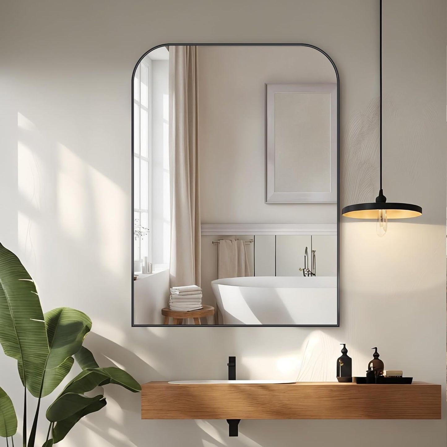 Bathroom Mirror, Wall Mirrors, Black Metal Framed Wall-Mounted Mirrors, Bathroom Vanity Mirror for Over Sink, Living Room, Bedroom, Entryway, 24x32 Inch, Black