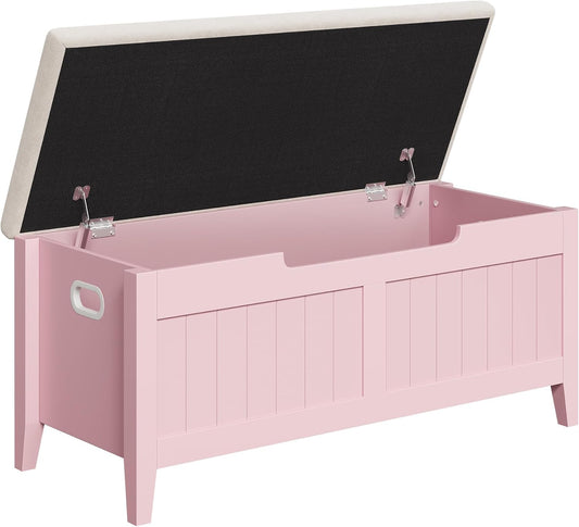 GAOMON Storage Bench with Cushion, 39.4” Wooden Chest Storage Box with 2 Safety Hinges, Entryway Benches with Flip-Top, Large Trunk for Living Room, Bedroom, Easy Assembly