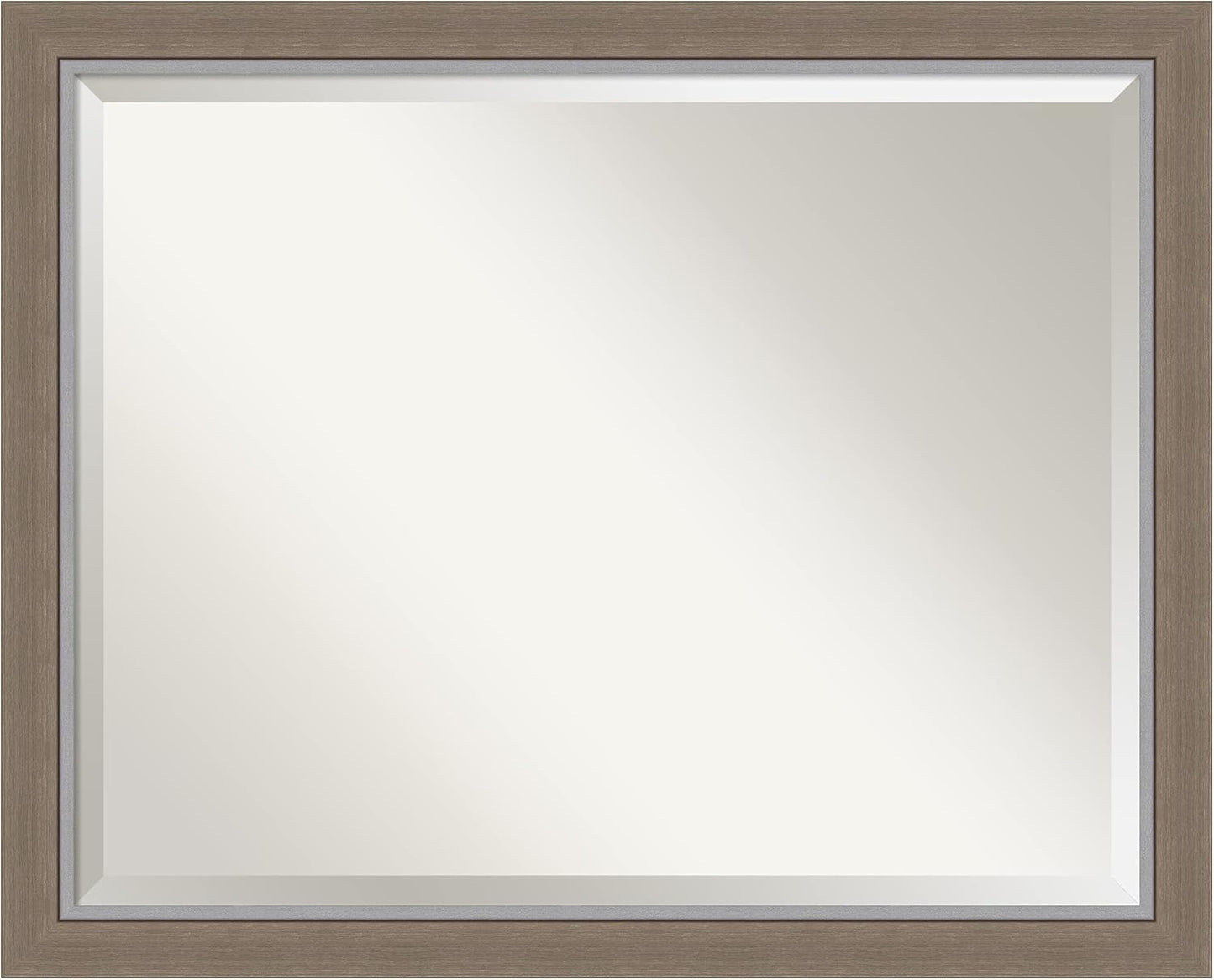 Amanti Art Brown Wall Mirror 25x31 Eva Brown Narrow Rectangle Bathroom Mirror for Wall Decor Living Room, Large Rustic Farmhouse Frame, Hangs Horizonally and Vertically, Bathroom Decor, Beveled Edge