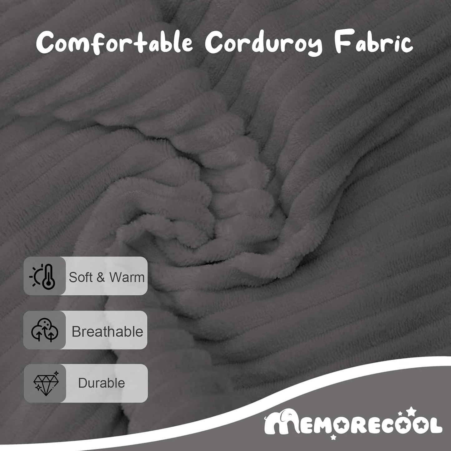 MeMoreCool Modular Kids Couch, Corduroy Play Toddler Couch for Bedroom Playroom Furniture, Convertible Foam Kids Sofa Bed, Fold Out Baby Sofa for Girl Boy, Dark Grey