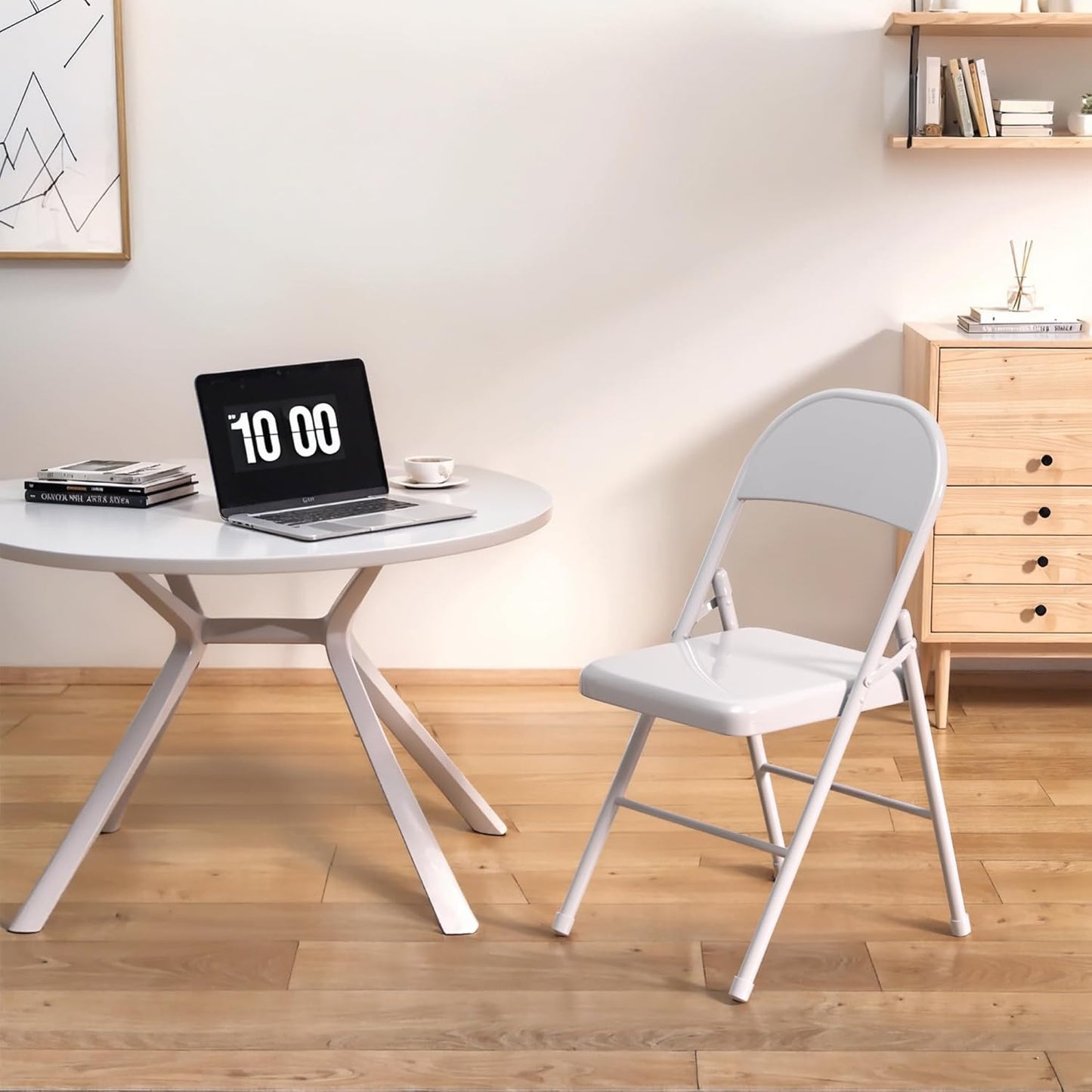 VECELO Metal Folding Chairs 4 Pack, Double Hinged Steel Frame Easy Foldable&Stackable for Office Kitchen Dinning Wedding Patio and Garden