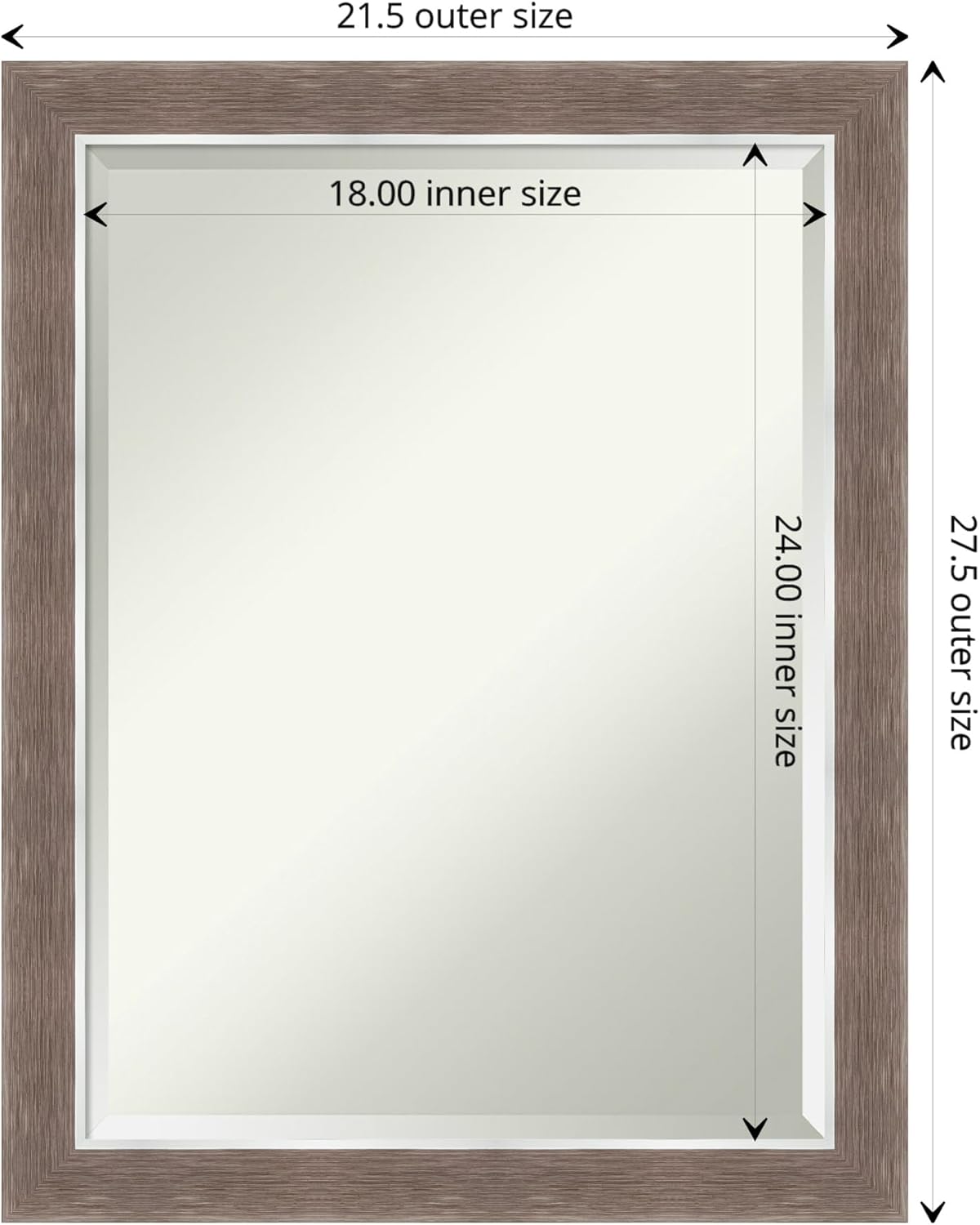 Amanti Art Brown Wall Mirror 28x22 Noble Mocha Rectangle Bathroom Mirror for Wall Decor Living Room, Medium Casual Frame, Hangs Horizonally and Vertically, Bathroom Decor, Beveled Edge from WI, USA