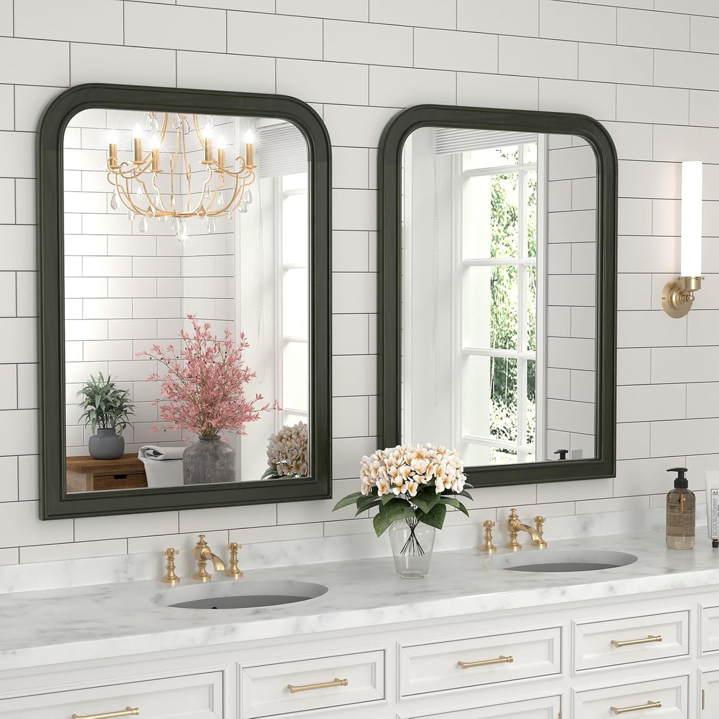 WallBeyond Wood Mirror for Wall Decor 18x24 Inch Small Bathroom Vanity Rectangle Mirror for Hallway Bedroom Living Room(Horizontal/Vertical Black)