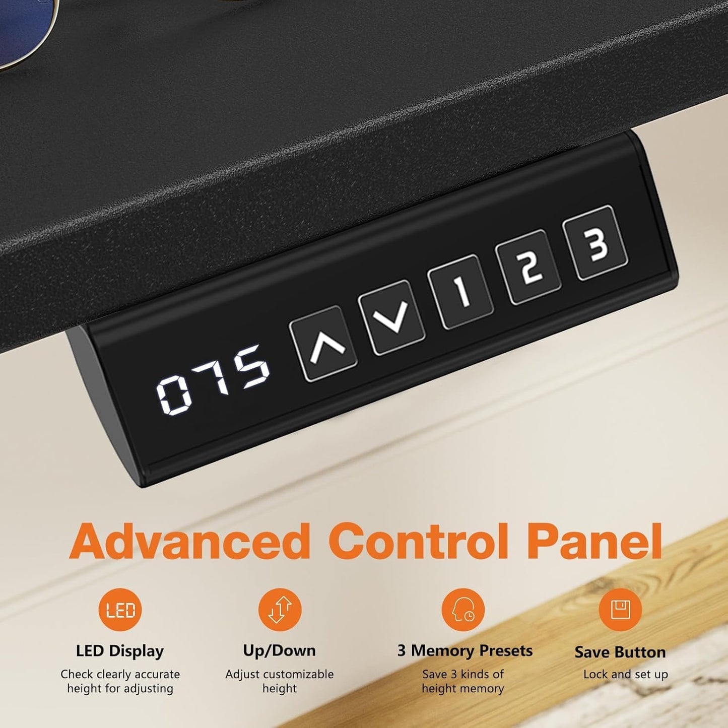 Standing Desk Adjustable Height, 55 x 24 in Electric Sit Stand up Desk for Home Office, Ergonomic Workstation Computer Desk with Two-Piece Desktop, Sit Stand Office Desk, Black