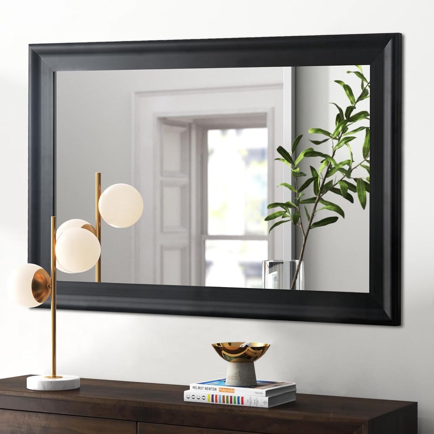 CULER Black Wood Wall Mirror for Bathroom,Rectangle Large 30 x 40 inch Hanging Vatiny Black Mirrors with Wooden Frame for Living Room,Bedroom,Entryway