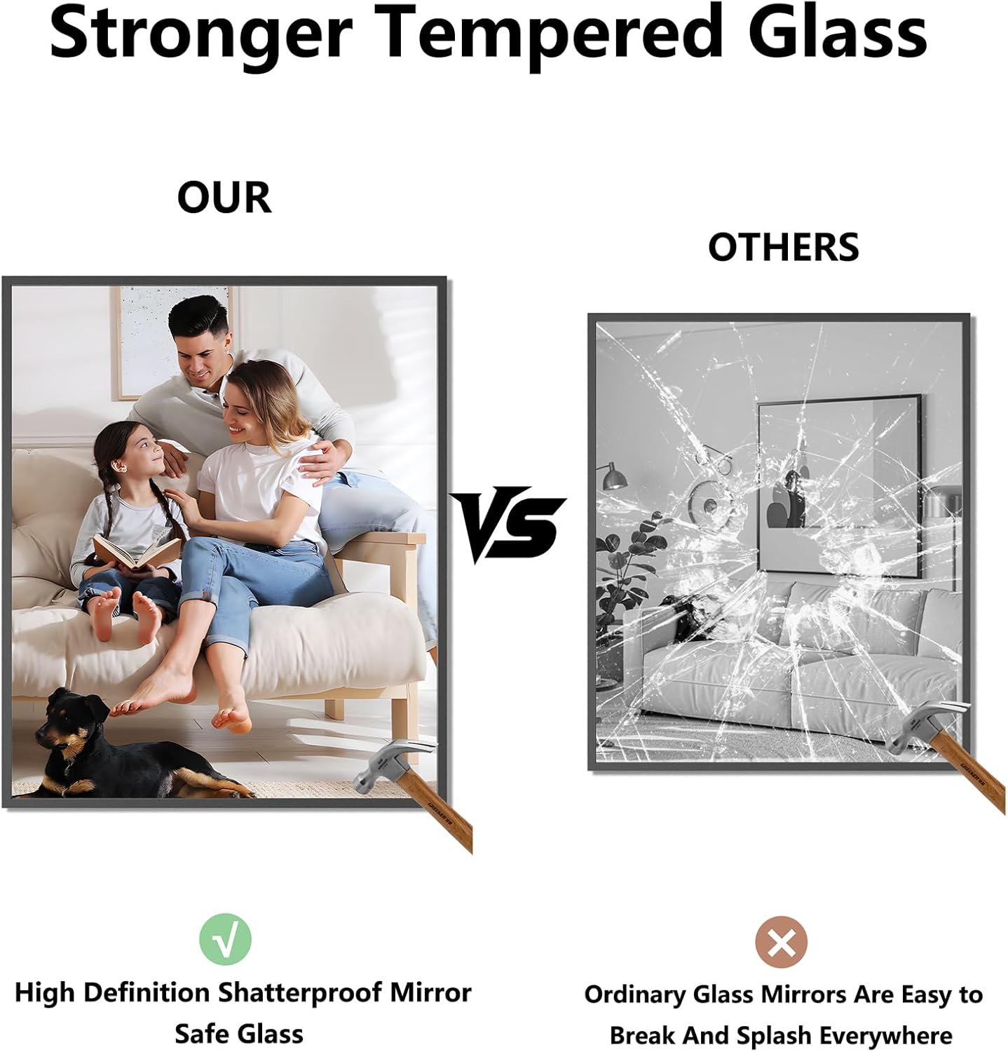 Koonmi Bathroom Mirror 30x36 Black Bathroom Wall-Mounted Mirrors, Modern Vanity Mirror for Bedroom, Living Room, Aluminum Alloy Frame Allow to Hang Horizontally or Vertically