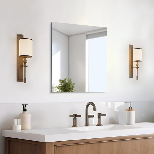 Frameless Mirror, 16x20 Inch Bathroom Mirrors for Wall, Rectangle Bathroom Vanity Mirrors with Polished Edge, Hangs Horizontally or Vertically for Bathroom, Bedroom and Living Room