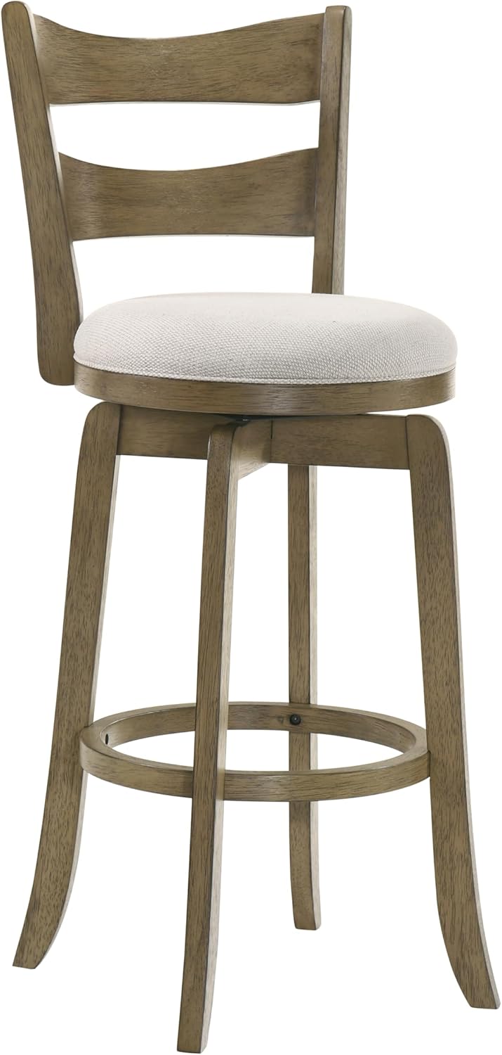 Armen Living Blair 26 in. Putty Brown Counter Height Rubberwood Swivel Barstool with Cream Fabric Seat - Set of 2